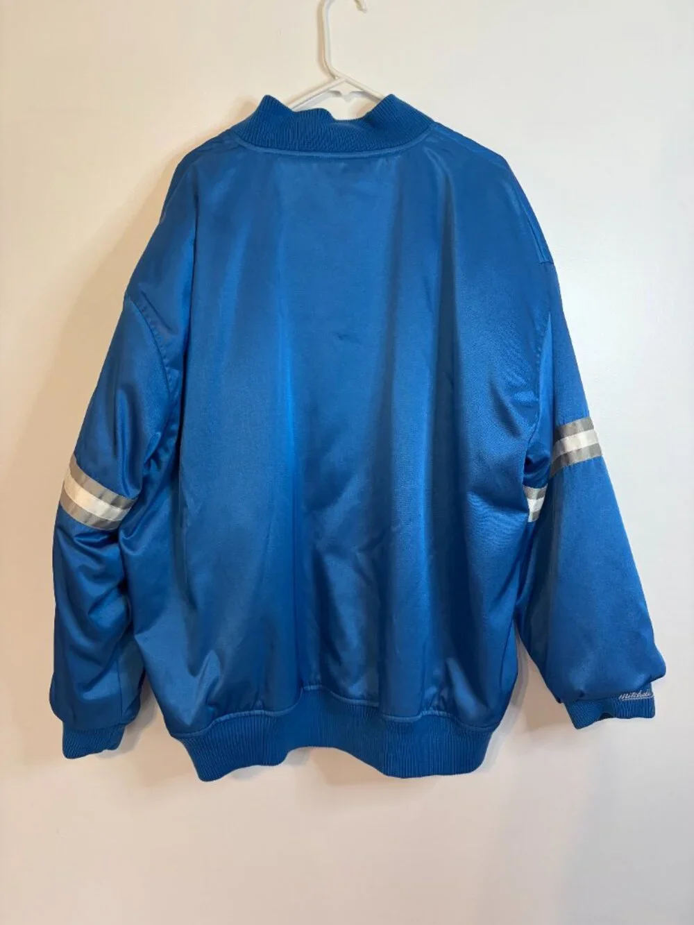 Mitchell & Ness Detroit Lions Satin Full-Snap Bomber Jacket